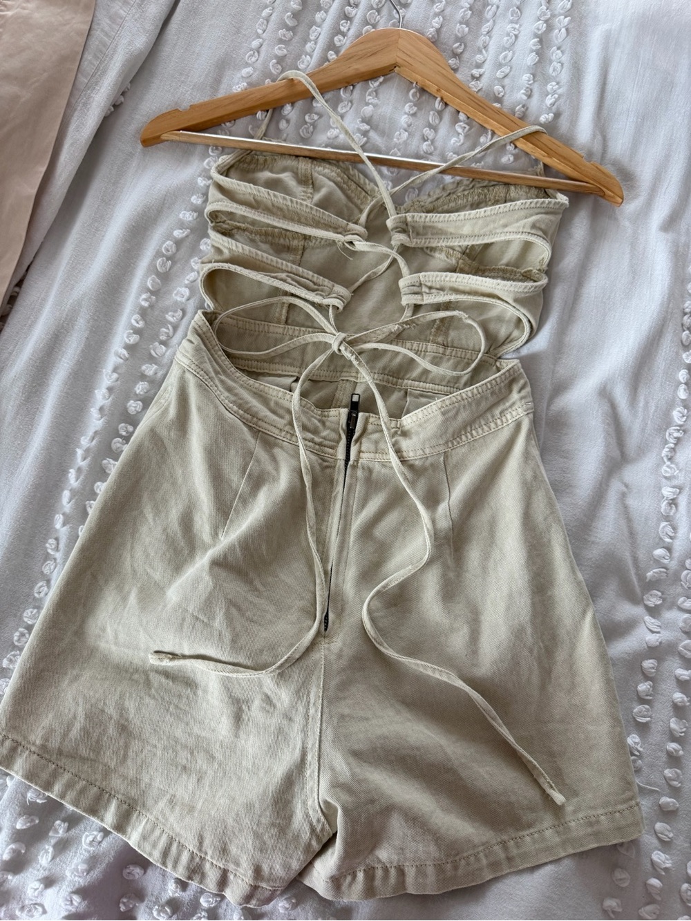 NWT Cream Denim Strappy Romper S - Picture 6 of 10